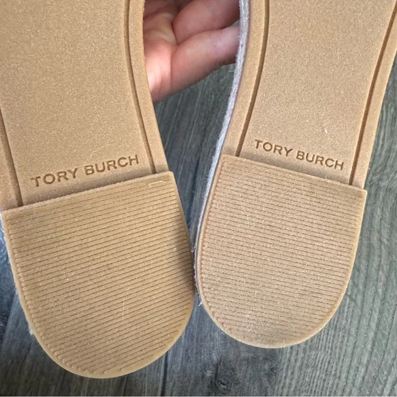 Tory Burch T monogram sandals Green and Beige Women's Slides espadrille size 8.5 - Picture 8 of 13